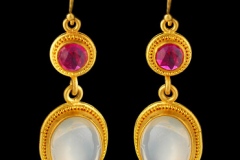 Moonstone and Ruby Earrings