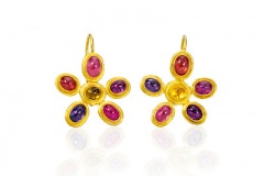 Multi-Colored Daisy Sapphire Earrings