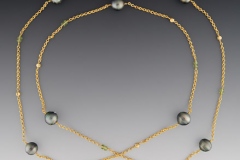 South Sea Grey Pearl  and Peridot Sautoir Necklace
